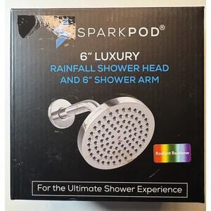 SparkPod Shower Head - High Pressure Rain - Radiant Rainbow, 6 Inch Round - vn